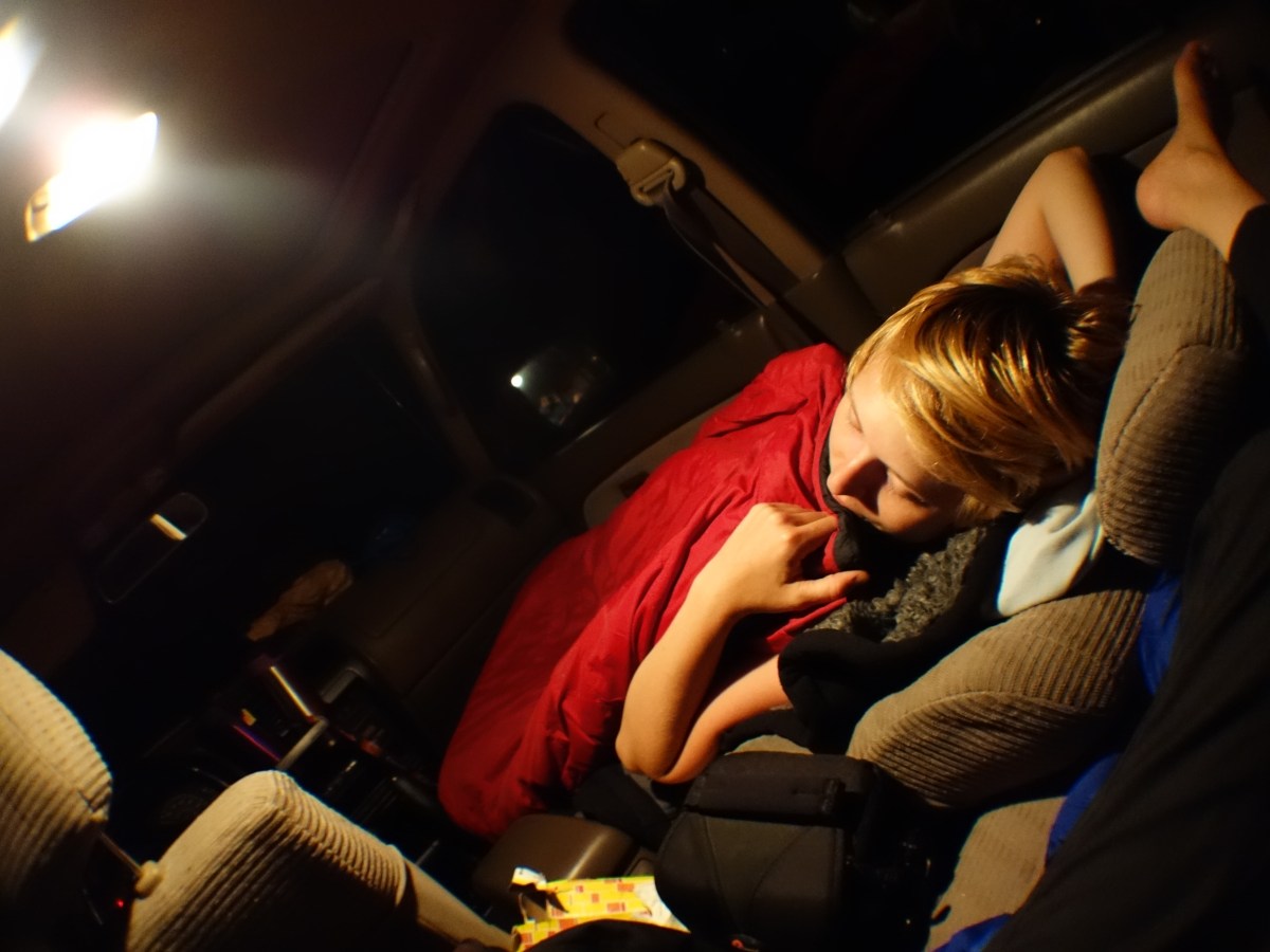 Sleeping in the car, somewhere near Meadows of Dan, Virginia, USA - Karina Noriega