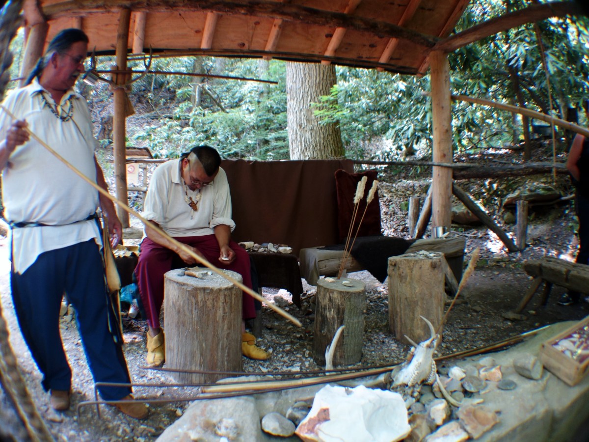Traditional arrow making @ Oconaluftee Indian Village, Cherokee, North Carolina, USA