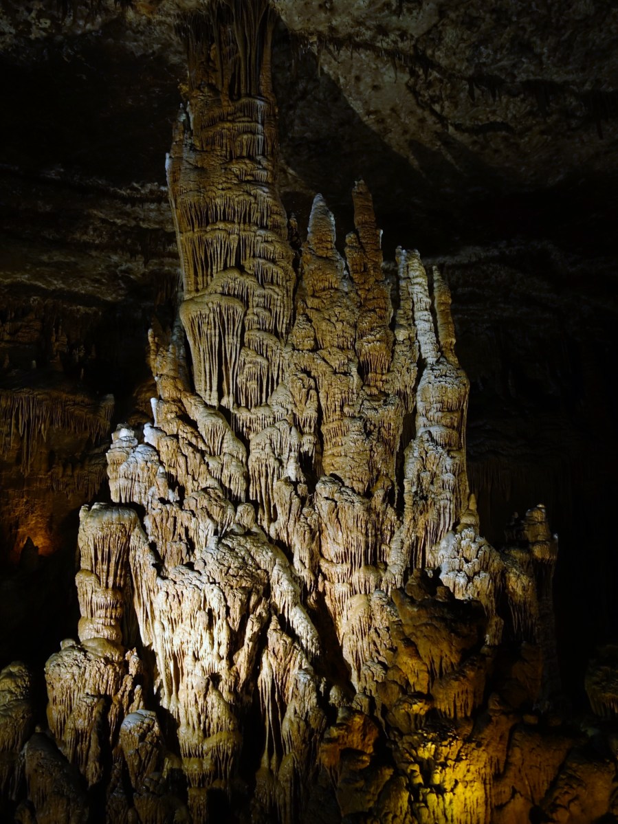 Stalactites and stalagmites join to create a massive column, Blanchard Springs Cavern, Arkansas - Karina Noriega