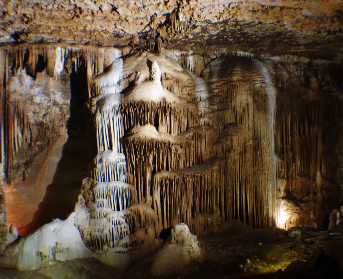 Multi-colored stalactite formations, Blanchard Springs Cavern, Arkansas - Karina Noriega