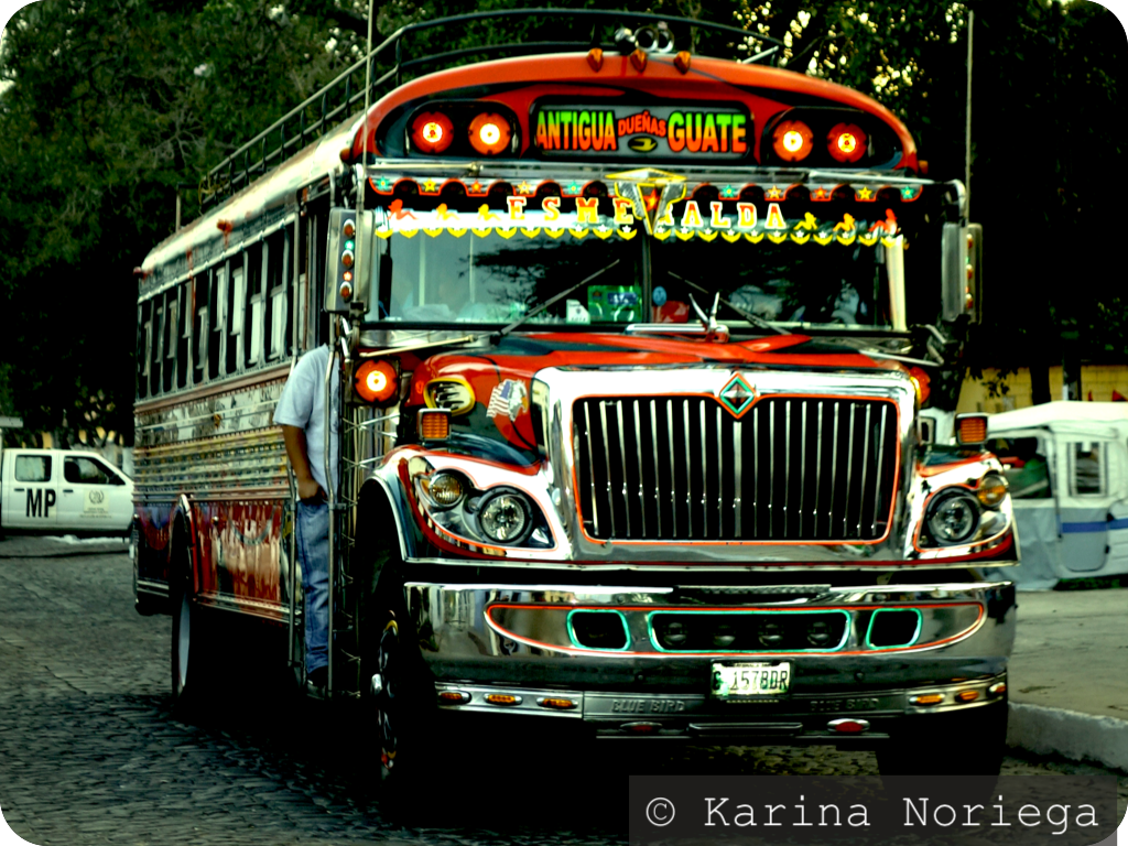 The infamous, colorful, Chicken Buses of Guatemala -- Karina Noriega