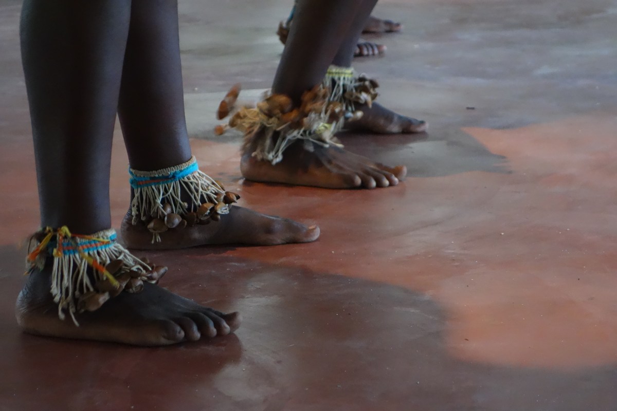 Beautiful handmade anklet instruments added vigour and joy to their dance - Santigron, Suriname -- Karina Noriega