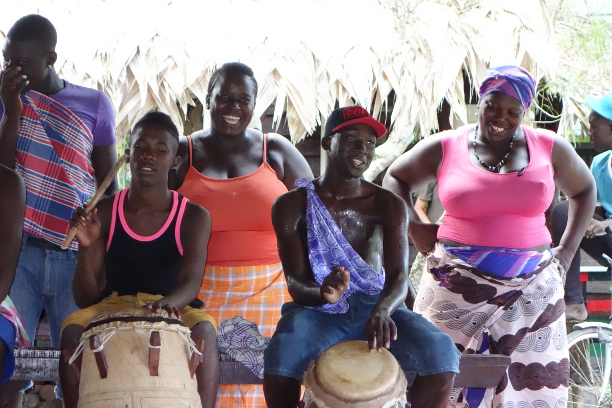 Villagers came together to sing, drum and dance at our goodbye ceremony - Santigron, Suriname -- Karina Noriega