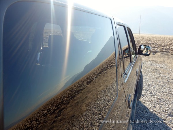 We didn’t want to overheat our engine so we only ran the air-conditioning intermittently. Basically we endured the heat until one of us begged the other to be released from the torture chamber. Death Valley, California, USA -- Karina Noriega