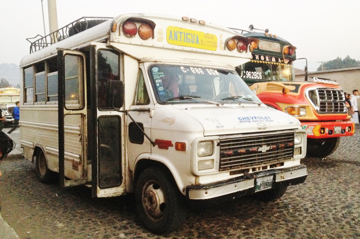 Chicken buses come in all shapes, sizes and colours, Antigua, Guatemala -- Karina Noriega