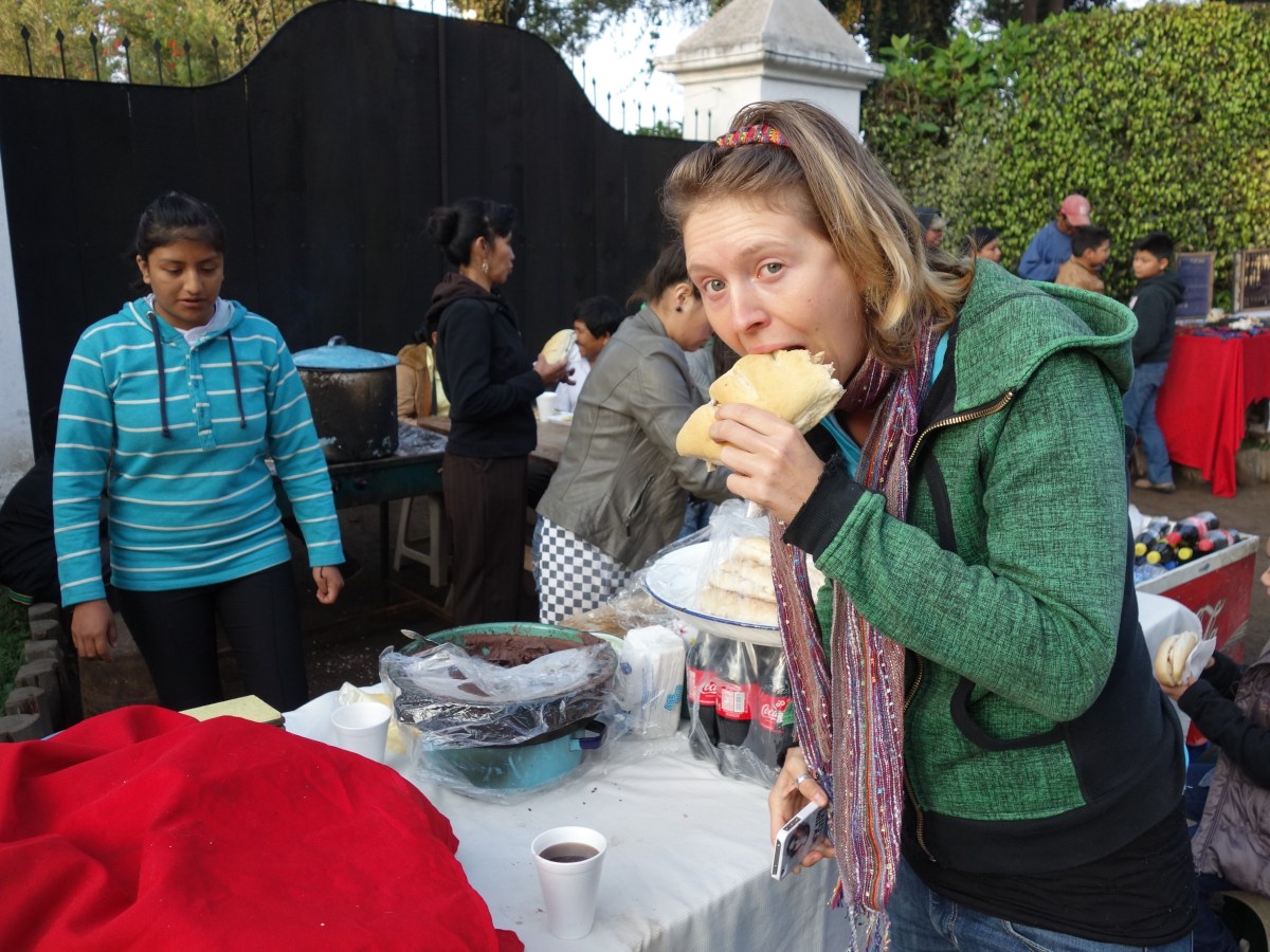 Devouring some street food during Semana Santa. Antigua, Guatemala --Karina Noriega