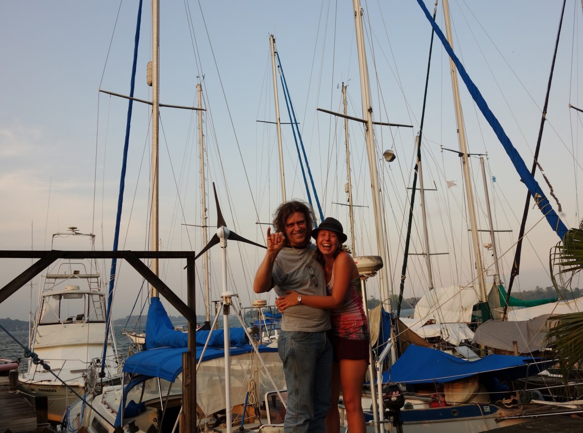 April brought her Daddie along for an adventure to the Rio Dulce, Guatemala -- Karina Noriega