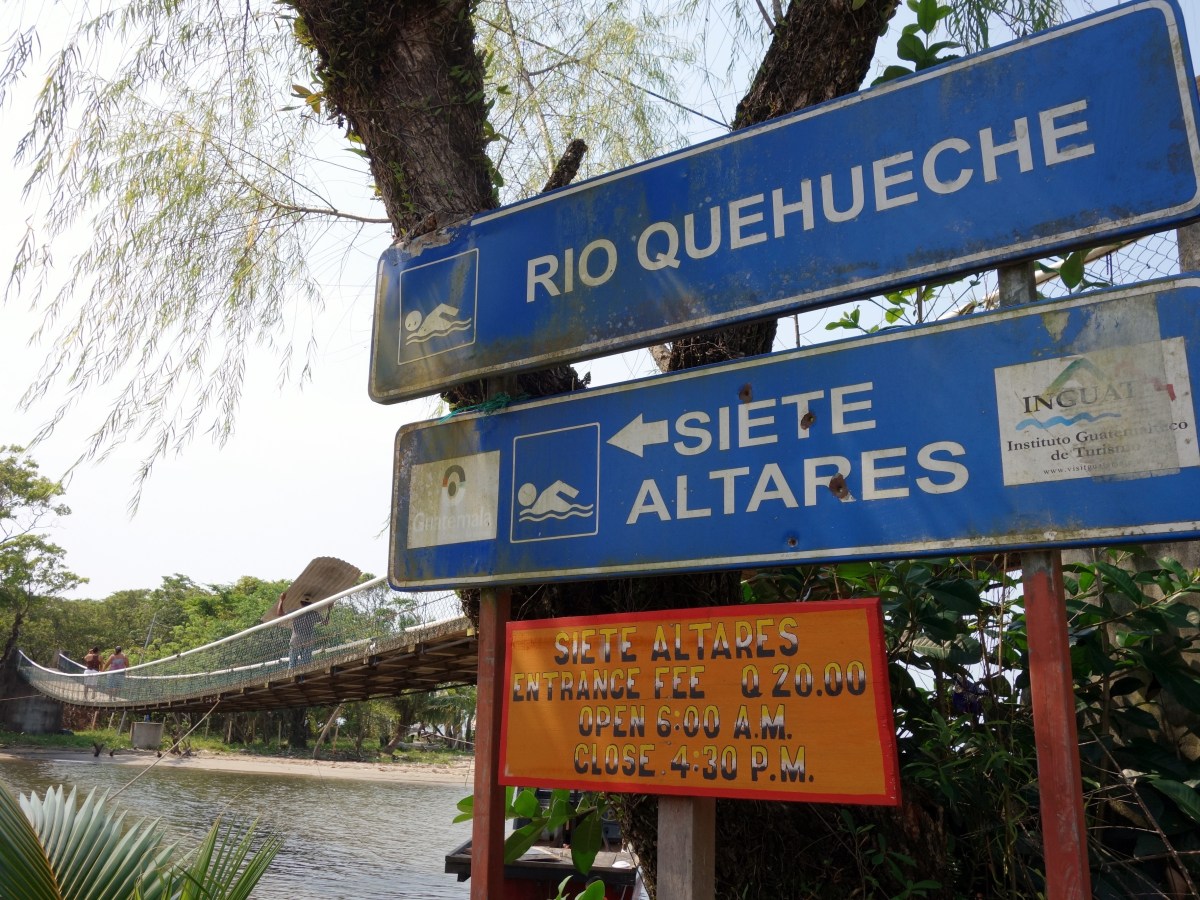When the road ends, walk over the bridge and walk the coastline until you reach Siete Altares. Pacific Coast, Guatemala -- Karina Noriega
