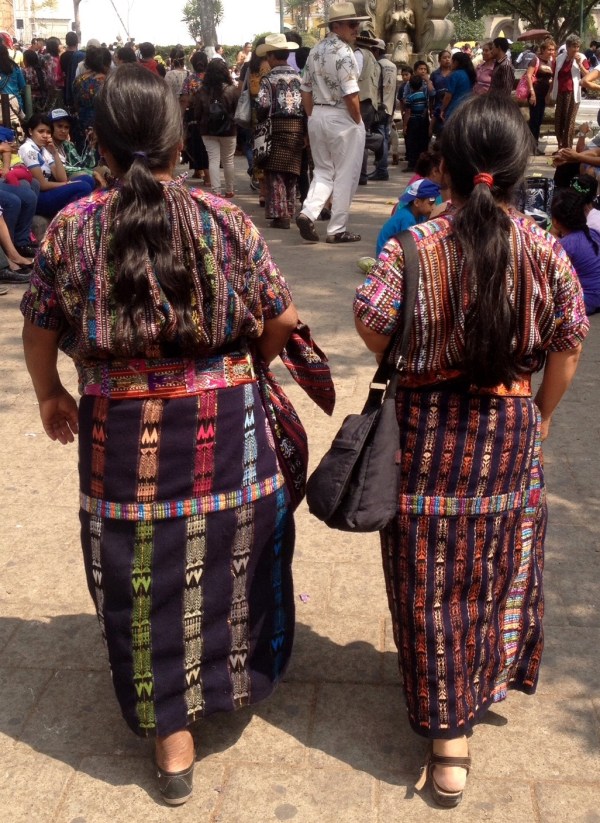 Huipiles are the most common traditional garment worn by indigenous women from central Mexico to Central America. The style of traditional huipils generally indicates the ethnicity and community of the wearer as each have their own methods of creating the fabric and decorations. Some have intricate and meaningful designs. Antigua, Guatemala -- April Beresford