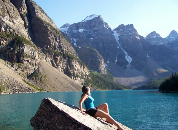 Back in Canada, our spaces are a bit more open, correspondingly, our personal bubbles are much larger! Lake Moraine, Alberta, Canada
